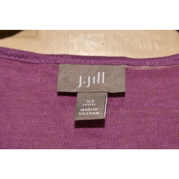 J. JILL $49 Sequin Embellished V-Neck Linen Top Purple Gold PXS - Picture 4 of 4